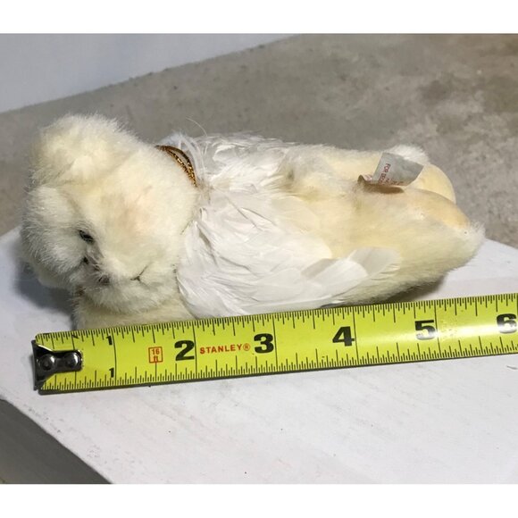 Russ Berrie Collectible Angel Bear Ornament 6" Plush Feathers with Harp White - Picture 8 of 8